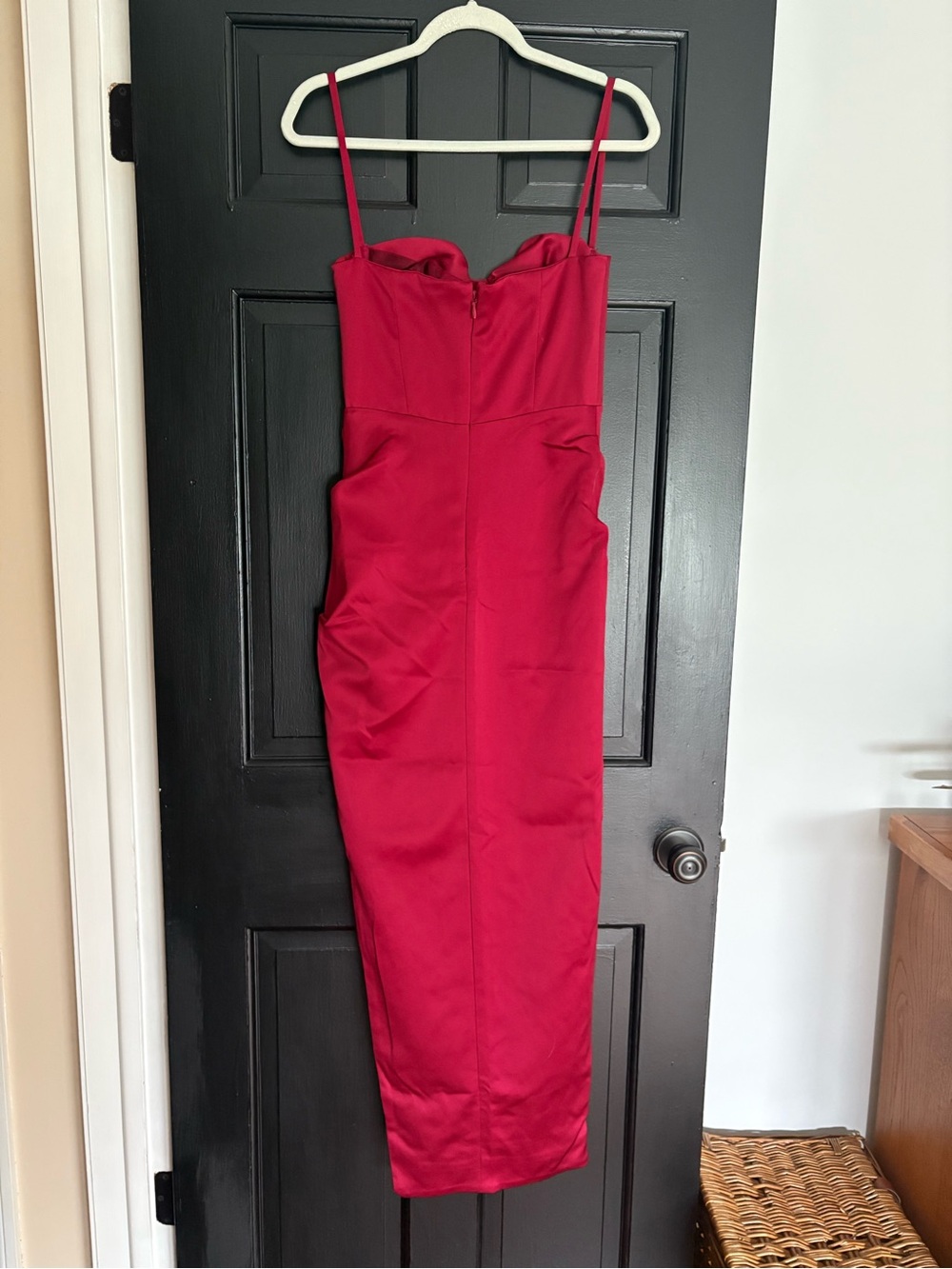 House of CB Burgundy High-Low Satin Slip Dress - Picture 4 of 6